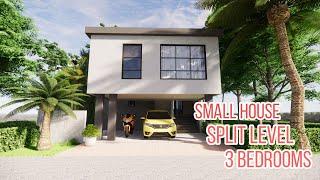 Small House Design 3 Bedrooms Split level with Backyard