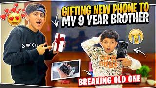 Breaking My 9 Year Brother Phone  And Gifting Him New Gaming Phone  - Garena Free Fire