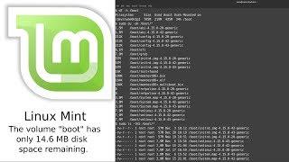 linux mint volume boot disk space remaining