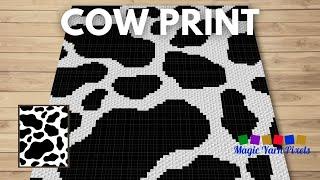 FREE GRAPH Cow Print C2C & Tapestry Crochet Pattern | Magic Yarn Pixels