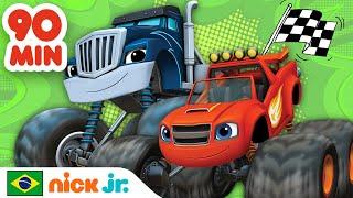 Blaze e os Monster Machines | 90 MINUTOS das Raças Blaze AMAZING! | Nick Jr. em Português