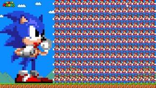 What if 1,000,000 Mario tried to Beat Giant Sonic in Super Mario Bros.?