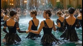 Abiturientinnen - Wasserballett. / High school graduates - water ballet.