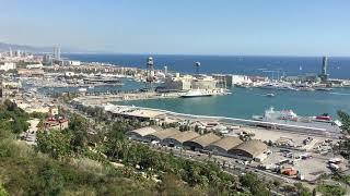 Aerial view on the port of Barcelona seen from the Montjuic mountain 2015-10