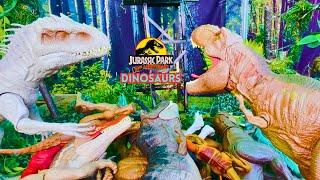 Huge Jurassic World Collection with ScanCode: T-REX, Stegosaurus, Tylosaurus, Megaraptor& More!