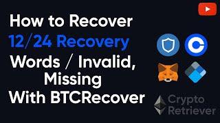 Recover 12/24 Words Seed Phrase Recovery. Missing words, Invalid Mnemonic, Private Key, BIP39/44