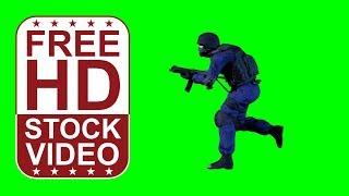Free Stock Videos – swat officer running on green screen seamless loop 3D animation