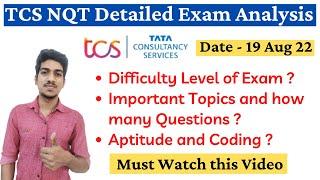 TCS NQT 19 August Exam Analysis 2023 | TCS NQT Cutoff 2023 | TCS Difficulty Level | TCS NQT 2023