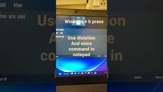 How to use Dictation and voice commands in notepad (ms word) windows + H #shorts #tricks #voice