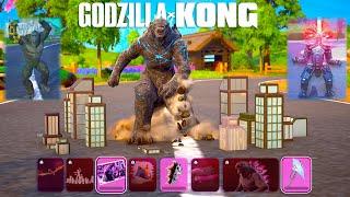 Fortnite Godzilla All FREE & PAID Rewards + KONG x MechaGodzilla FULL Set GAMEPLAY Showcase!