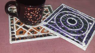 DIY lippan art coaster/Bestoutofwaste #tea coaster made by js art zone #shorts #craft #handmade #art