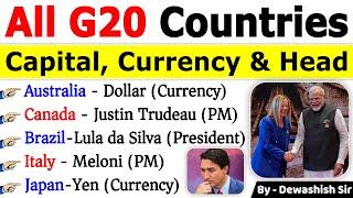 Country Capital & Currency GK Tricks | G20 Summit 2023 |Capital & Currency GK | Current Affairs 2023