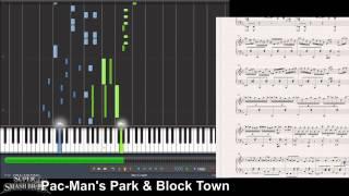 Super Smash Bros. 4 - Pac-Man's Park & Block Town (Synthesia Piano Tutorial)