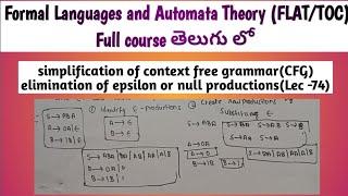 elimination of epsilon productions or null productions from context free grammar | CFG
