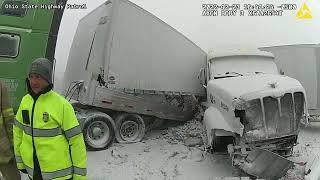 Trooper's video shows scene from massive pileup on the Ohio Turnpike that killed four