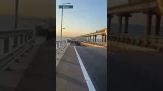 Crimean bridge destroyed , in flames