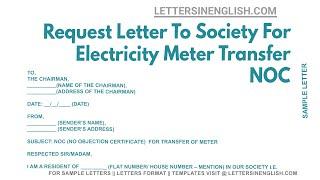 Request Letter To Society For Electricity Meter Transfer NOC