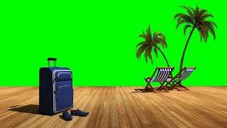 Beach with palm trees on Green screen - Beach with palm trees on Chroma key