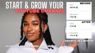 How to Start & Grow Your YouTube Channel in 2024 | 5 Simple Growth Tips, 50k Subs Giveaway!