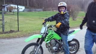 Daniels first ride on the KLX 140.