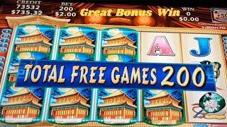 200 Free Games GREAT BONUS WIN On DYNASTY RICHES Slot Machine By Konami Game - SunFlower Slots