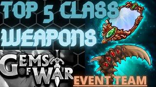 TOP 5 FREE CLASS Weapons | Gems of War guide | Also class event team using 1 of these best weapons