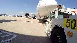 Ramp Agent POV - Boeing 787-9 load up and pushback