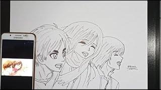 How To Draw Eren, Mikasa, Armin | Step By Step | Attack on Titan