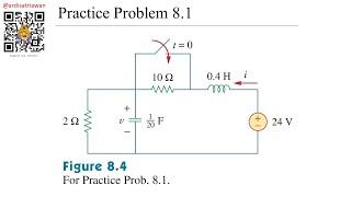 Practice Problem 8.1 Fundamental of Electric Circuits (Sadiku) 5th Ed - Second Order Circuits