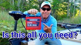 Trolling motor with a tiny lithium battery  Can I troll with only 30AH?  #trolling  #lithiumbattery