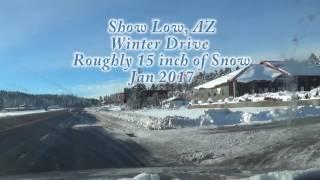 Snow Drive Show Low AZ Jan 2017 roughly 15 inches of snow