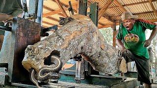 surprising discovery of curved teak log full of architectural art in sawmill