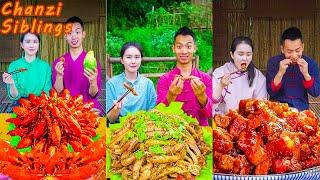 Outdoor Cooking | Chinese Food Mukbang Eating Challenge |Spicy Braised Mantis Shrimp Seafood Recipes