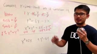 Convert a polar equation to a cartesian equation: circle!