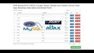 PHP Mysql PDO CRUD (Create, Read, Update and Delete) Server Side Ajax Boostrap data table and Modal