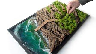 DIY. Wall Art / Diorama from Epoxy Resin , Moss and Wood / Miniature Art - How To Make