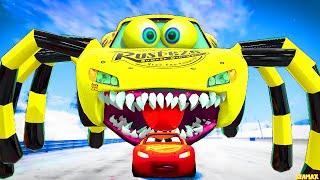 Epic Escape From The Lightning McQueen Yellow Spider Eater & Bot Spider Eater | McQueen VS McQueen