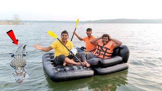 Overnight Survival Challenge On Air Sofa in Deep Water  Telugu Experiments