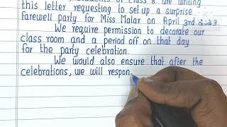 Letter to principal for Farewell party | #permissionletter #letterwriting #englishhandwriting