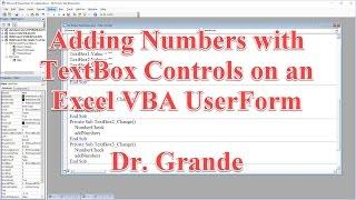 Adding Numbers with TextBox Controls on an Excel VBA UserForm