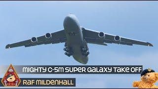 THIS IS BIG IRON WITH 28 WHEELS! C-5M SUPER GALAXY TAKE OFF OVER 204,000lbs OF THRUST • MILDENHALL