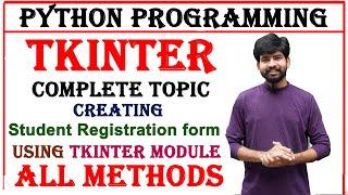 tkinter full  topic in python programming | tkinter module| various methods and widgets in tkinter