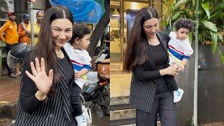 Gauahar Khan With Cute Son Zehaan Snapped At Kitchen Garden Bandra