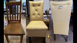 DIYmakeover wooden️upholstered dining chairs #diytrending #viral #diyupholstery #diydiningchairs