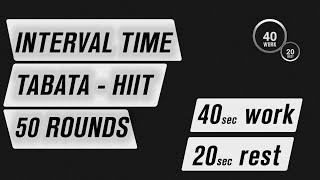 Interval timer - 40 sec work / 20 sec rest - 50 ROUNDS - Cronometro: 40  trabajo/20 descanso