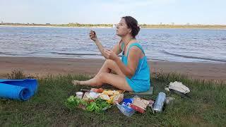 Solo Camping  on the bank of River Volga