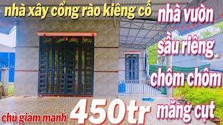 bán nhà vườn sầu riêng thái cực đẹp nhà rộng thoáng mát 16×115×70 dt 1584,7m² giá giảm mạnh 450tr