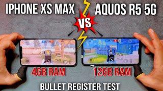 iPhone XS Max VS Aquos R5 PUBG Test | 12GB Ram Vs 4 GB Ram PUBG | Bullet Register