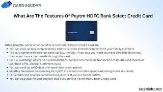Paytm HDFC Bank Select Credit Card
