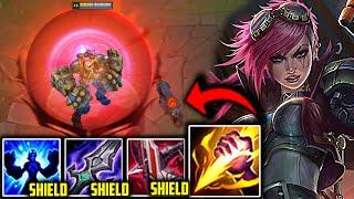 Vi But I'm full Lifesteal and HEAL INSTANTLY (HUGE SHIELDS) Vi Passive + ShieldBow League of Legends